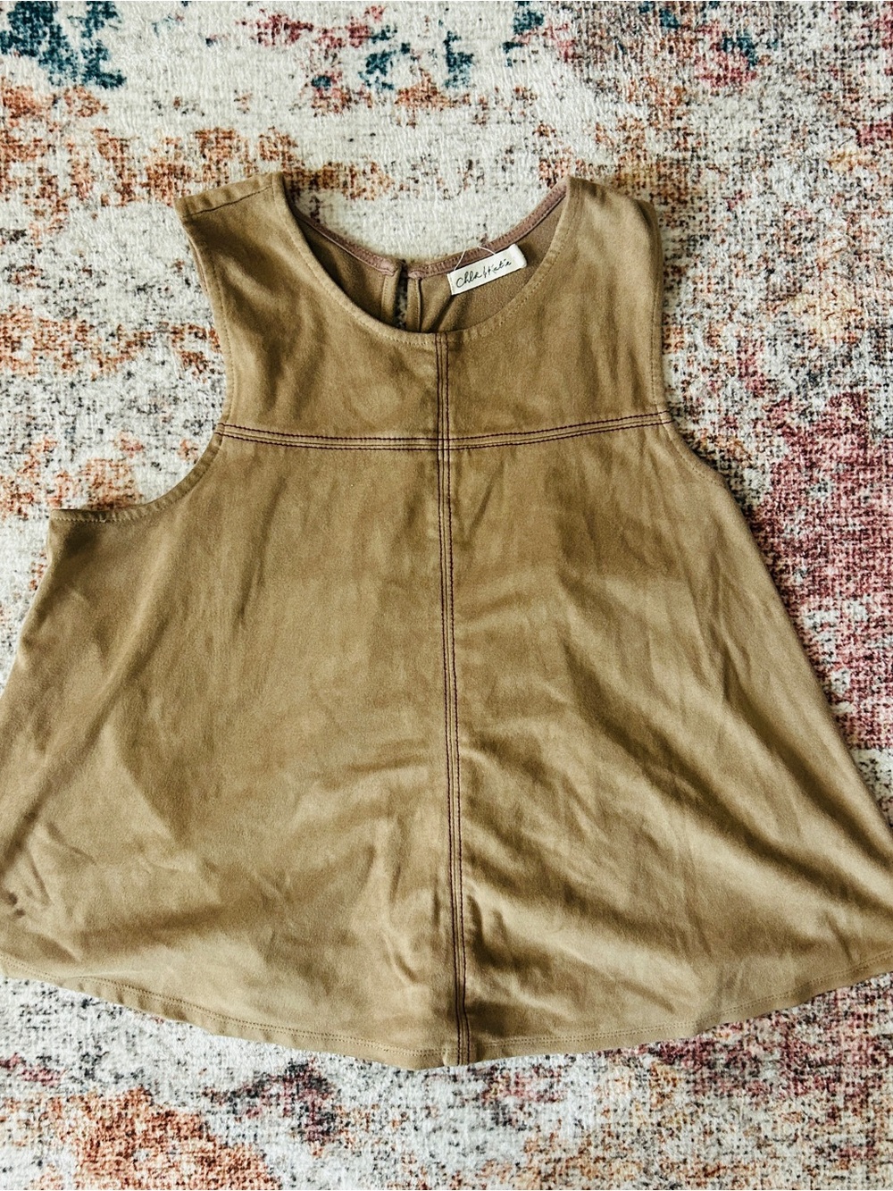 Faux Leather Tan Sleeveless Tank Top